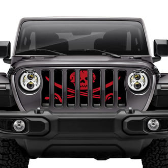 Dirty Acres® - 1-Pc Ahoy Matey Pirate Flag Style Dark Red Perforated Main Grille