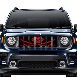 Dirty Acres® - 1-Pc Ahoy Matey Pirate Flag Style Dark Red Perforated Main Grille