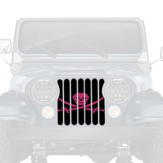 Dirty Acres® - 1-Pc Ahoy Matey Pirate Flag Style Hot Pink Perforated Main Grille
