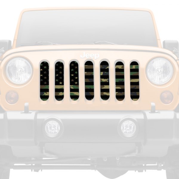 Dirty Acres® - 1-Pc American Flag Camo Style Perforated Main Grille