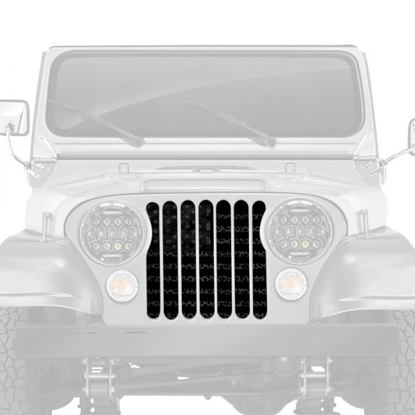 Dirty Acres® - 1-Pc American Flag Style Dark Gray and Black Leopard Print Perforated Main Grille