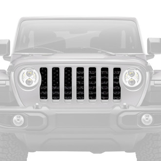 Dirty Acres® - 1-Pc American Flag Style Dark Gray and Black Leopard Print Perforated Main Grille
