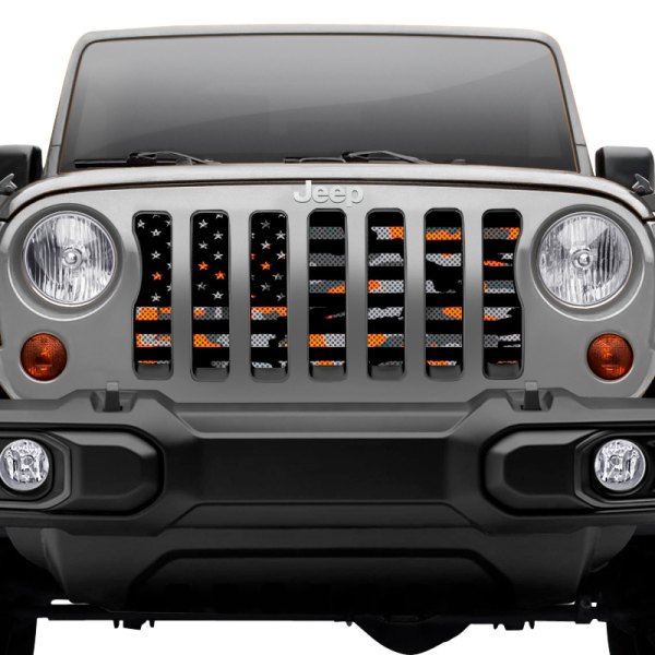 Dirty Acres® - 1-Pc American Orange Camo Flag Style Perforated Main Grille