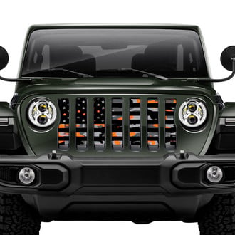 Dirty Acres® - 1-Pc American Orange Camo Flag Style Perforated Main Grille