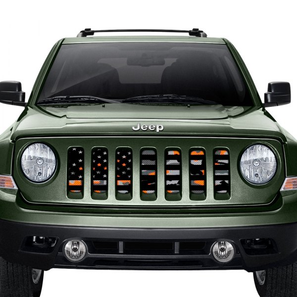 Dirty Acres® - 1-Pc American Orange Camo Flag Style Perforated Main Grille