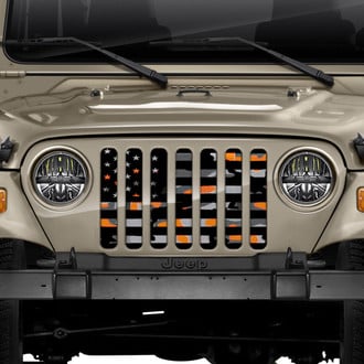Dirty Acres® - 1-Pc American Orange Camo Flag Style Perforated Main Grille