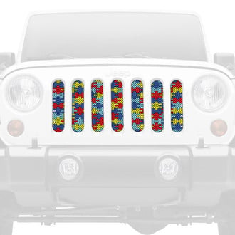 Dirty Acres® - 1-Pc Autism Awareness Puzzle Pieces Style Perforated Main Grille