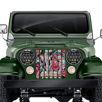 Dirty Acres® - 1-Pc Aztec Cow Skull Style Perforated Main Grille