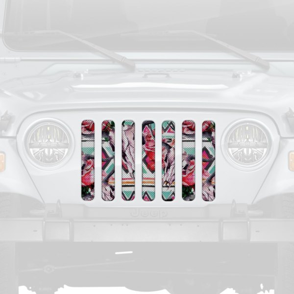 Dirty Acres® - 1-Pc Aztec Cow Skull Style Perforated Main Grille