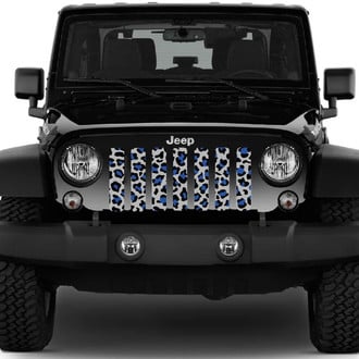 Dirty Acres® - 1-Pc Leopard Print Style Royal Blue/Gray Perforated Main Grille