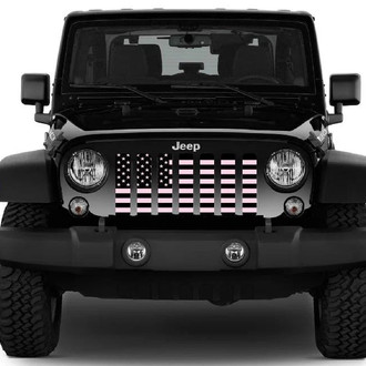 Dirty Acres® - 1-Pc Black and Baby Pink American Flag Style Perforated Main Grille