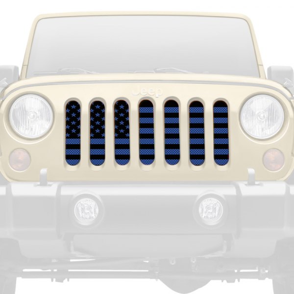 Dirty Acres® - 1-Pc American Flag Style Black/Blue Perforated Main Grille