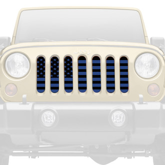 Dirty Acres® - 1-Pc American Flag Style Black/Blue Perforated Main Grille