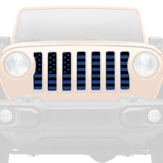 Dirty Acres® - 1-Pc American Flag Style Black/Blue Perforated Main Grille