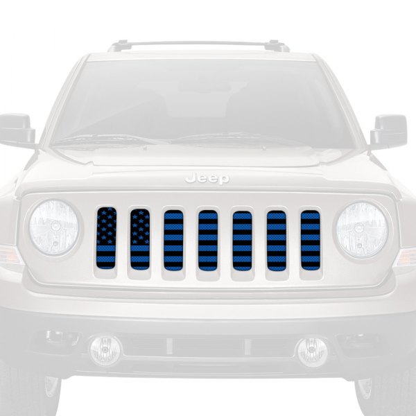 Dirty Acres® - 1-Pc American Flag Style Black/Blue Perforated Main Grille