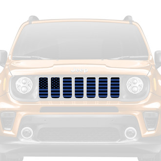 Dirty Acres® - 1-Pc American Flag Style Black/Blue Perforated Main Grille