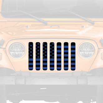 Dirty Acres® - 1-Pc American Flag Style Black/Blue Perforated Main Grille