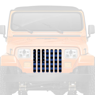 Dirty Acres® - 1-Pc American Flag Style Black/Blue Perforated Main Grille