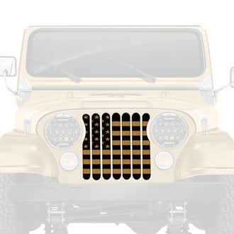 Dirty Acres® - 1-Pc American Flag Style Black/Gold Perforated Main Grille