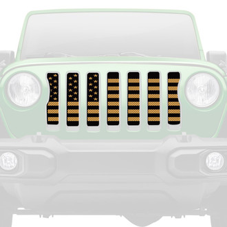 Dirty Acres® - 1-Pc American Flag Style Black/Gold Perforated Main Grille