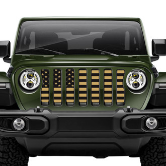 Dirty Acres® - 1-Pc American Flag Style Black/Gold Perforated Main Grille
