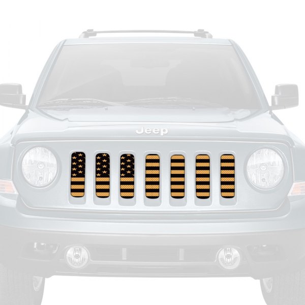 Dirty Acres® - 1-Pc American Flag Style Black/Gold Perforated Main Grille