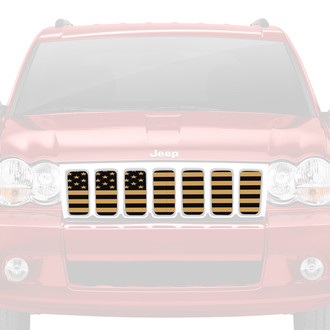Dirty Acres® - 1-Pc American Flag Style Black/Gold Perforated Main Grille