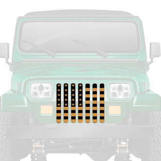 Dirty Acres® - 1-Pc American Flag Style Black/Gold Perforated Main Grille