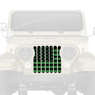 Dirty Acres® - 1-Pc American Flag Style Black/Green Perforated Main Grille