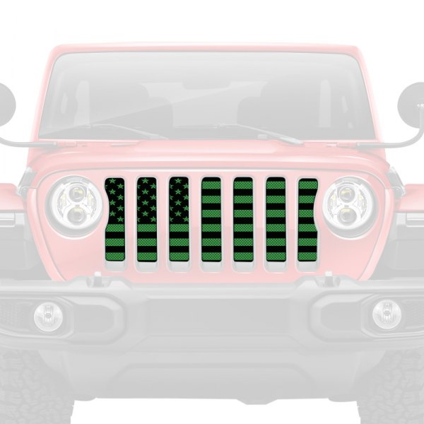 Dirty Acres® - 1-Pc American Flag Style Black/Green Perforated Main Grille