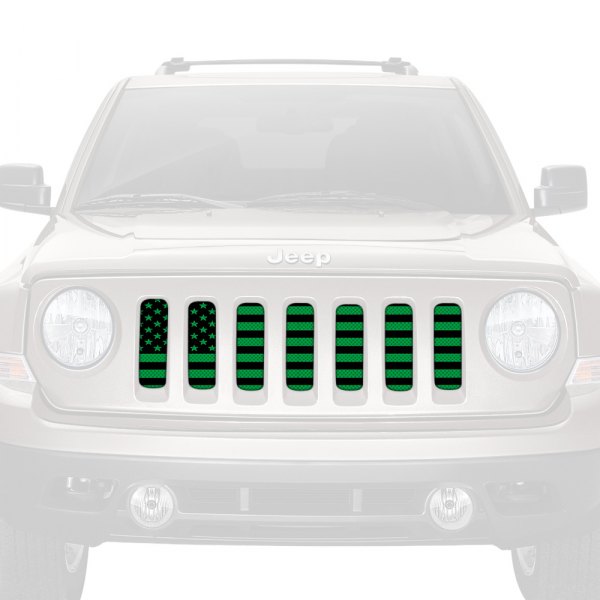 Dirty Acres® - 1-Pc American Flag Style Black/Green Perforated Main Grille