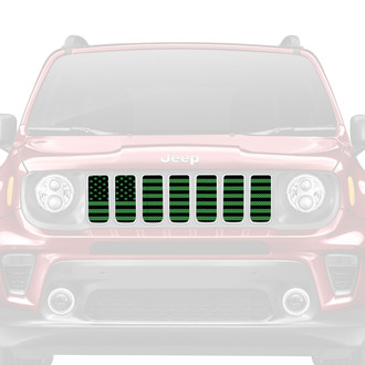 Dirty Acres® - 1-Pc American Flag Style Black/Green Perforated Main Grille