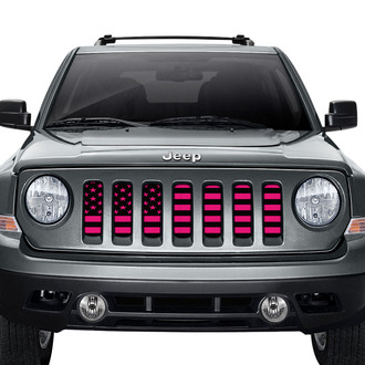 Dirty Acres® - 1-Pc Black and Hot Pink American Flag Style Perforated Main Grille