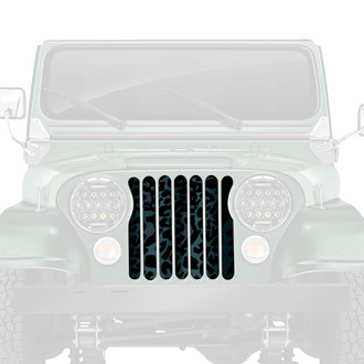 Dirty Acres® - 1-Pc Leopard Print Style Black/Gray Perforated Main Grille