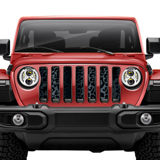 Dirty Acres® - 1-Pc Leopard Print Style Black/Gray Perforated Main Grille