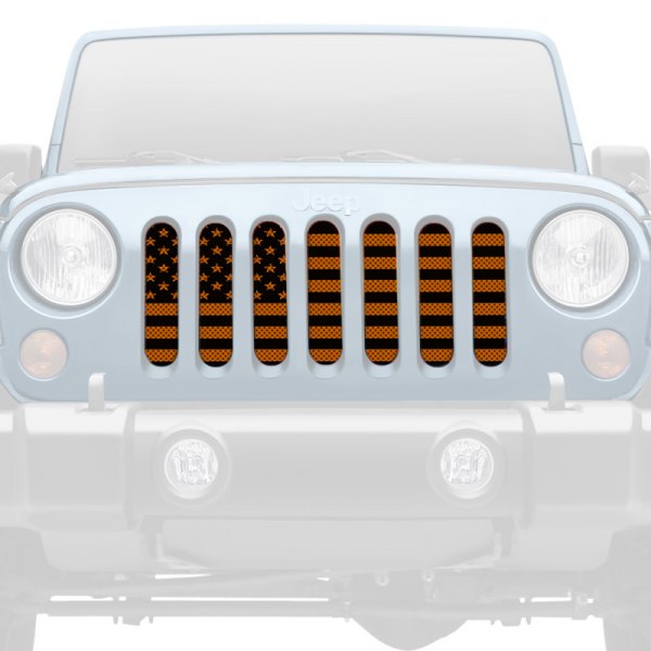 Dirty Acres® - 1-Pc American Flag Style Black/Orange Perforated Main Grille