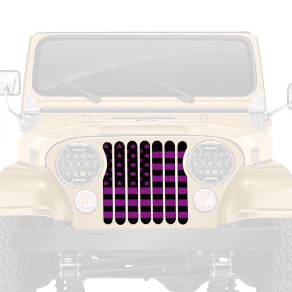 Dirty Acres® - 1-Pc American Flag Style Black/Purple Perforated Main Grille