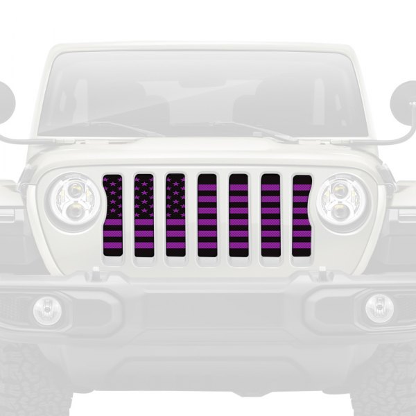 Dirty Acres® - 1-Pc American Flag Style Black/Purple Perforated Main Grille