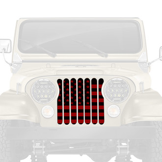 Dirty Acres® - 1-Pc American Flag Style Black/Red Perforated Main Grille