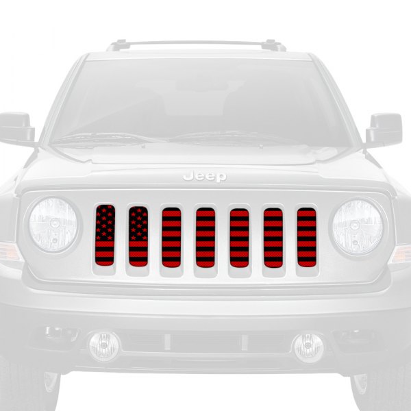 Dirty Acres® - 1-Pc American Flag Style Black/Red Perforated Main Grille