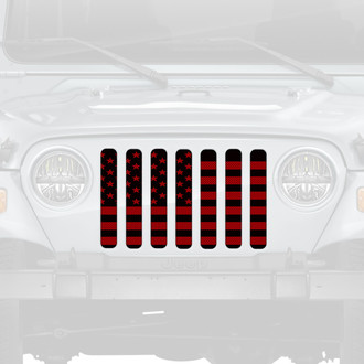 Dirty Acres® - 1-Pc American Flag Style Black/Red Perforated Main Grille