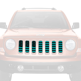 Dirty Acres® - 1-Pc American Flag Style Black/Teal Perforated Main Grille