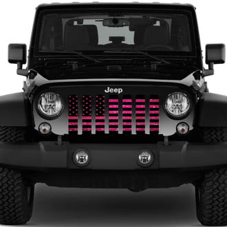 Dirty Acres® - 1-Pc American Flag Style Bright Pink Fleck Perforated Main Grille