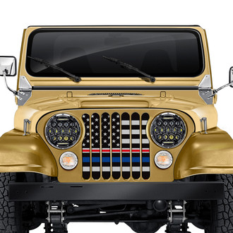 Dirty Acres® - 1-Pc American Black and White Back the Blue Style Perforated Main Grille