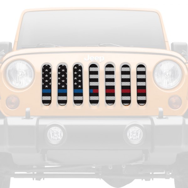 Dirty Acres® - 1-Pc American Black and White Back the Blue and Red Style Perforated Main Grille