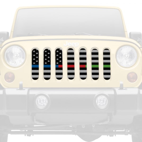 Dirty Acres® - 1-Pc American Black and White Back the Blue, Red, Green Style Perforated Main Grille