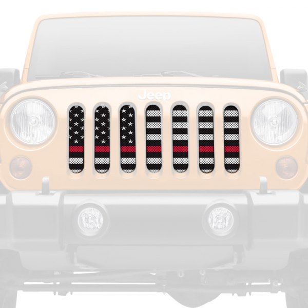 Dirty Acres® - 1-Pc American Black and White Back the Fire Department Style Perforated Main Grille