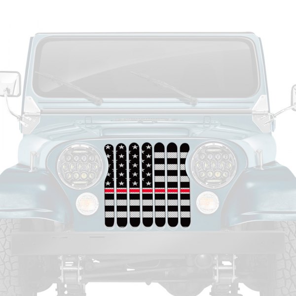 Dirty Acres® - 1-Pc American Flag Style Black/White Perforated Main Grille