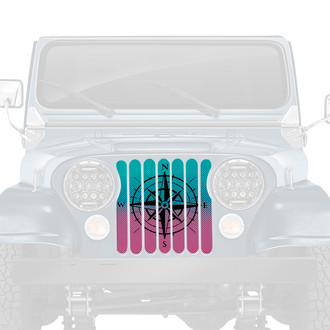 Dirty Acres® - 1-Pc Pink and Teal Ombre Compass Style Perforated Main Grille