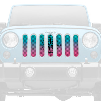 Dirty Acres® - 1-Pc Pink and Teal Ombre Compass Style Perforated Main Grille